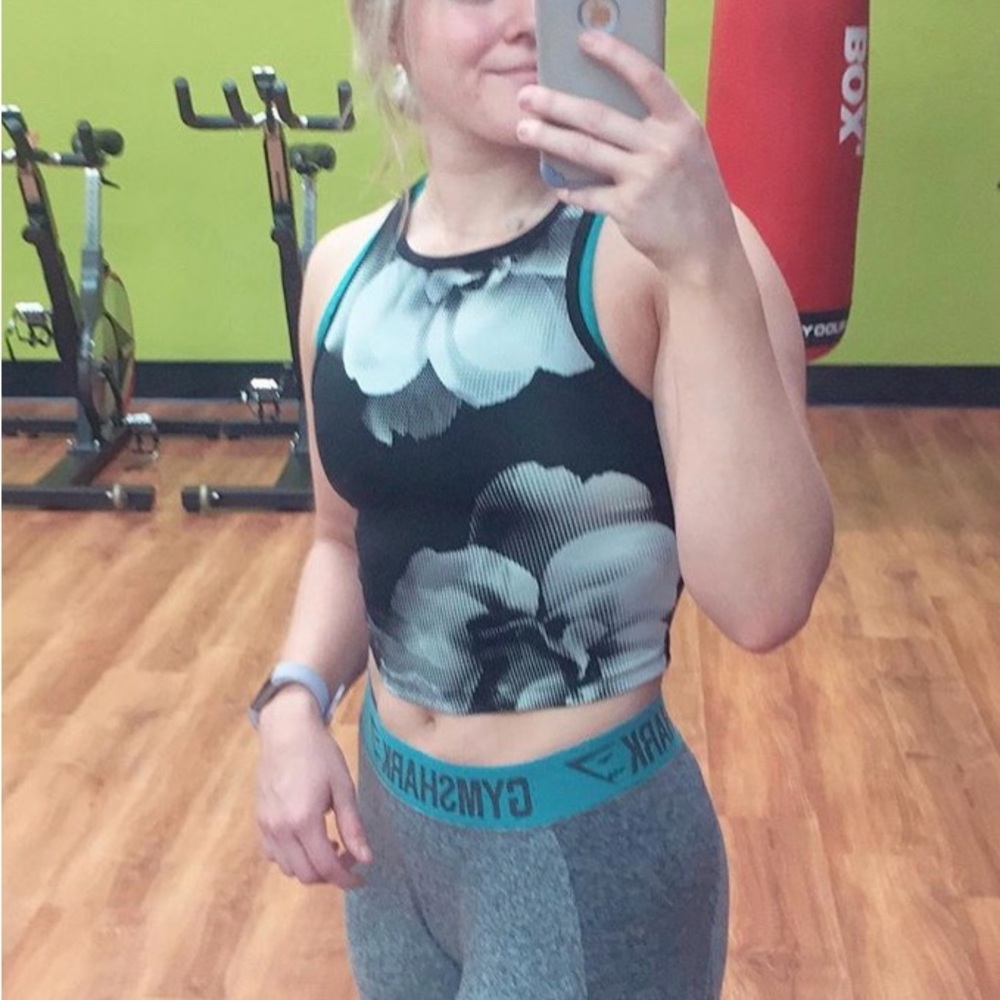 Black and Gray Floral Crop Top